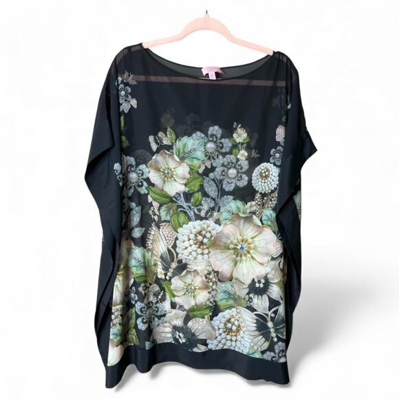 Ted Baker Women's Floral Tunic Top – Casual Elegant Lightweight Large - Picture 1 of 3